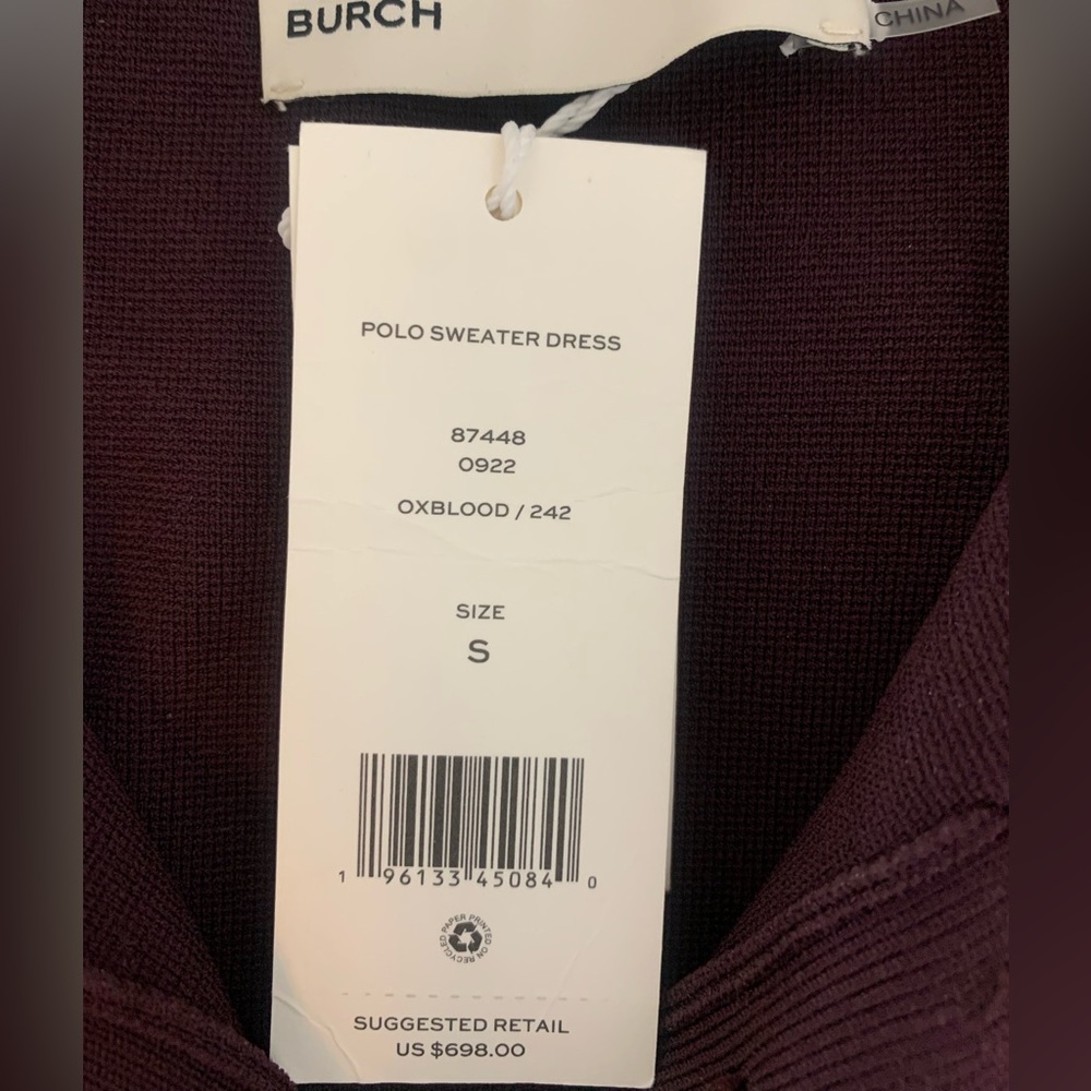 NWT Tory Burch Knit Polo Sweater Dress in Oxblood Burgundy - Picture 2 of 10